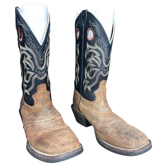 Justin Men’s Stampede Tan Distressed Leather Western Cowboy Boot Size US 10 D main image 5
